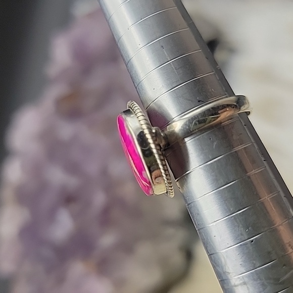 Vivid Pink Sea Sediment Jasper Matrix 925 Sterling Silver Adustable 6 7 8 9 10 - Picture 6 of 9